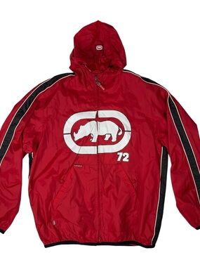 Vintage Ecko Unltd Windbreaker Track Jacket Red White Mens M